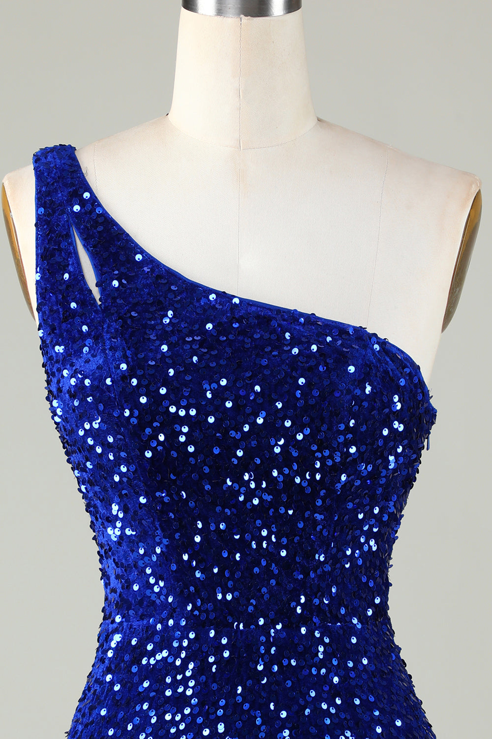 Sequins One-Shoulder Royal Blue Tight Beading Short Homecoming Dress