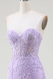 Pink Corset Sweetheart Long Lace Mermaid Prom Dress with Slit