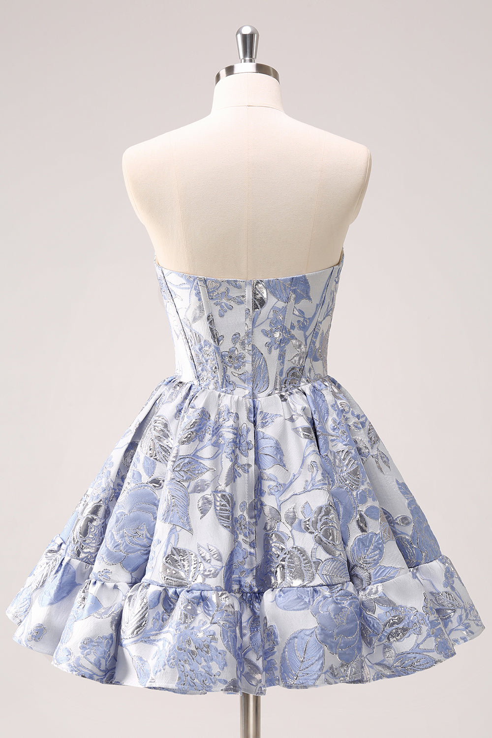 Fluffy Blue Corset Floral Sweetheart Short Homecoming Dress