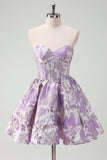 Fluffy Blue Corset Floral Sweetheart Short Homecoming Dress