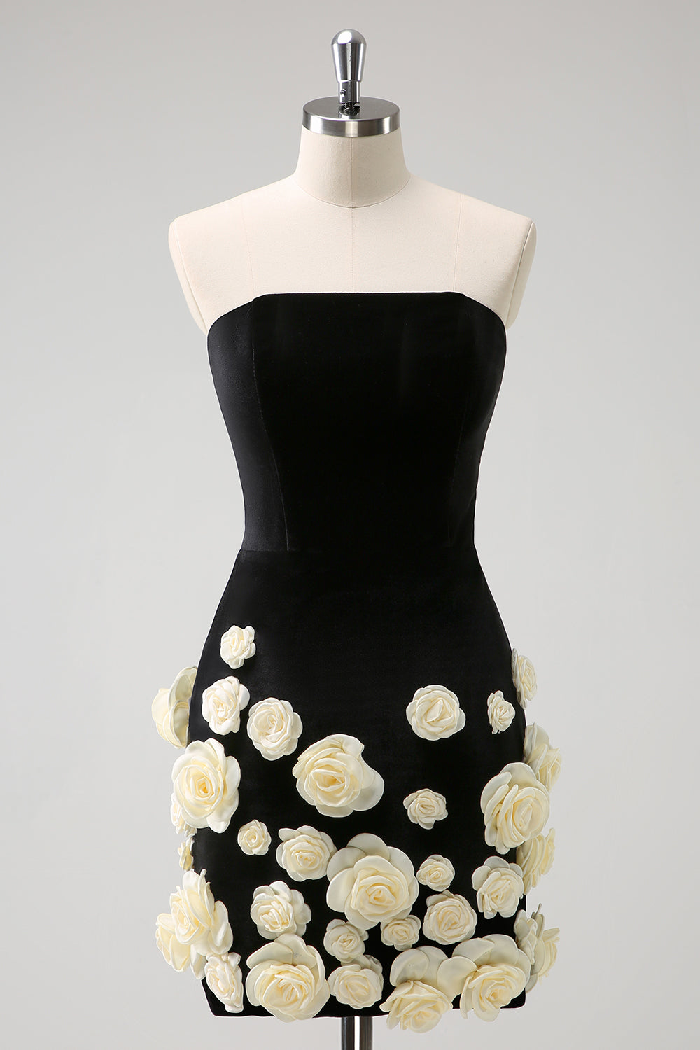 black strapless dress with flowers Zapaka Women Homecoming 3D Bodycon Short Cocktail Dress, Black / US22W The Natalia Black Floral Color:Red india love black dress Size:Medium (Serves 10-15)