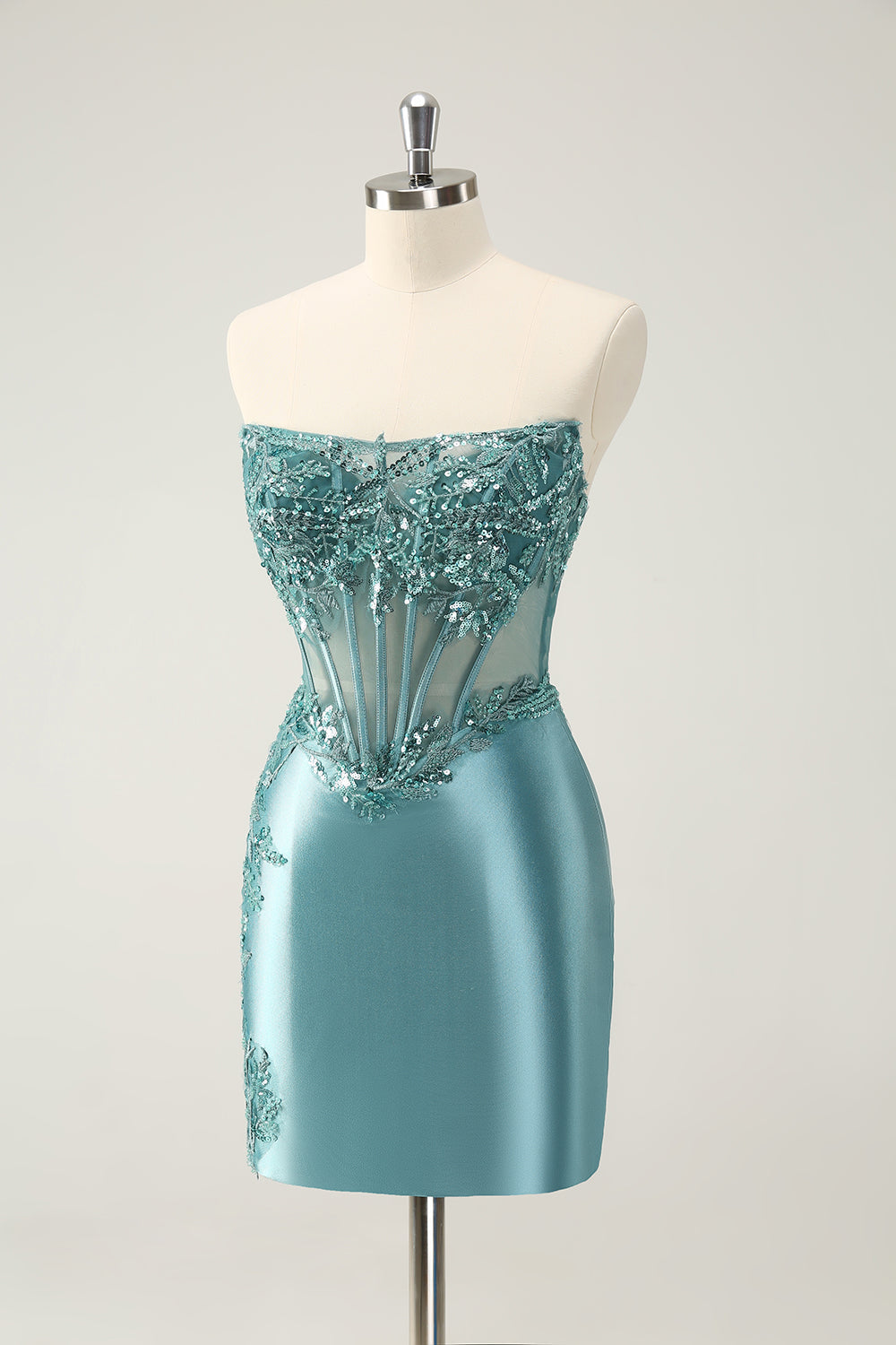 Zapakasa Women Glitter Peacock Tight Homecoming Dress Strapless Corset Sequined Appliques Short Prom Dress Zapakasa Women Glitter Peacock Tight Homecoming Dress Strapless Corset Sequined Appliques Short Prom Dress