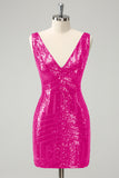 Glitter Dark Green Tight Sequins Homecoming Dress with Detachable Ruffles