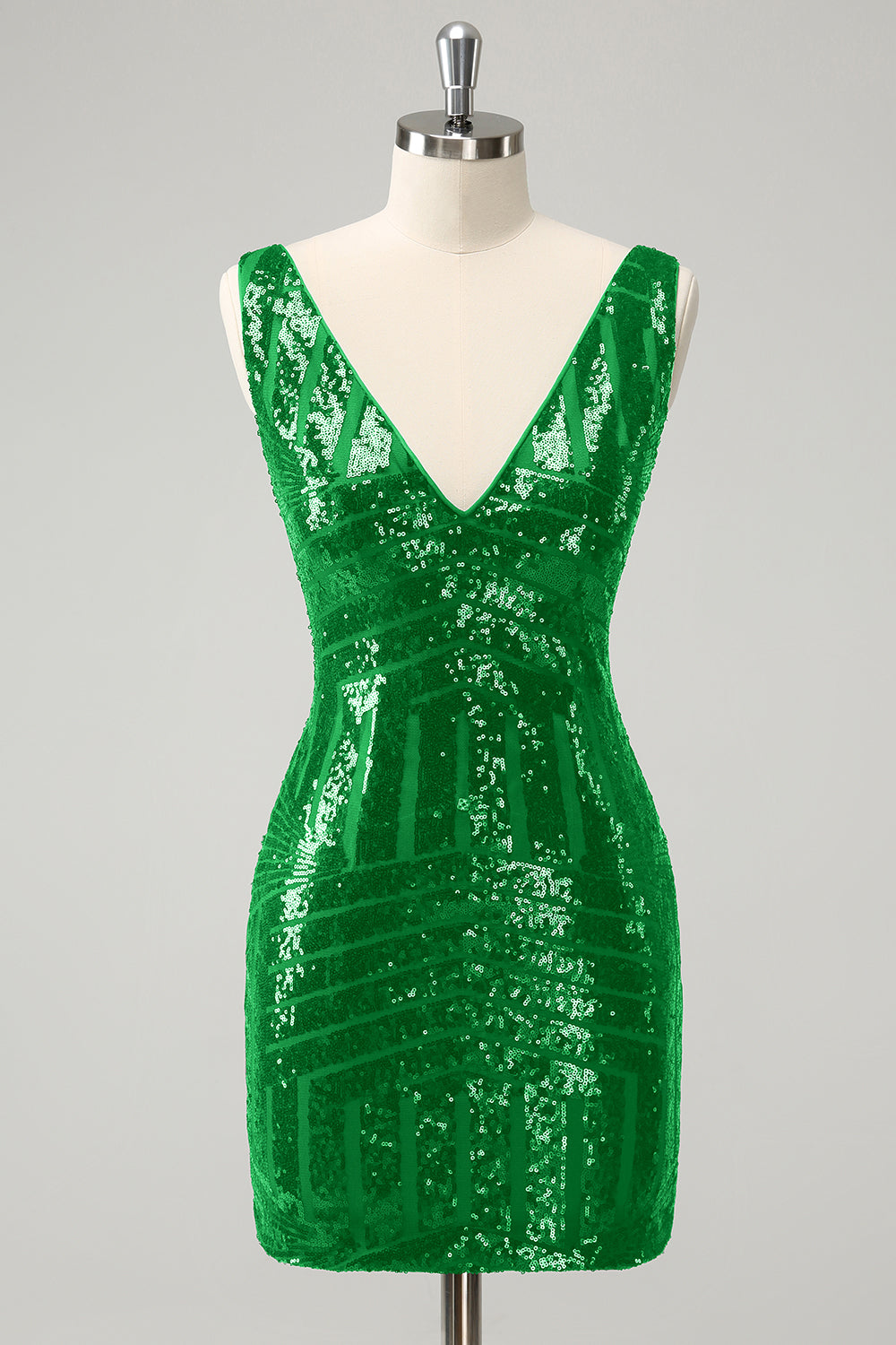 Glitter Dark Green Tight Sequins Homecoming Dress with Detachable Ruffles