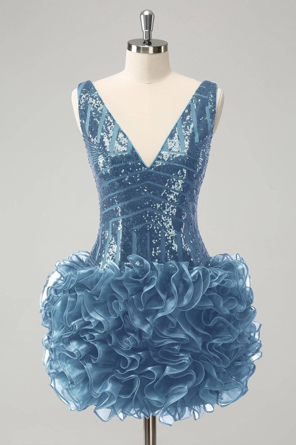 Glitter Dark Green Tight Sequins Homecoming Dress with Detachable Ruffles