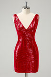 Glitter Dark Green Tight Sequins Homecoming Dress with Detachable Ruffles