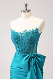 Sparkly Navy Strapless Beaded Tight Short Homecoming Dress with Lace