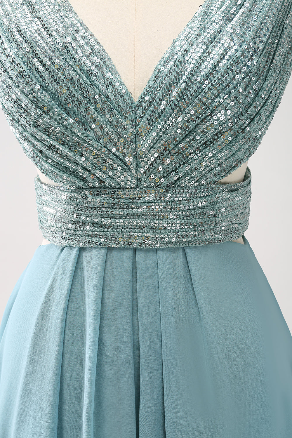 ZAPAKA Women Sparkly Grey Green Sequined A Line Long Bridesmaid Dress Sleeveless Backless Wedding Guest Dress ZAPAKA Women Sparkly Grey Green Sequined A Line Long Bridesmaid Dress Sleeveless Backless Wedding Guest Dress