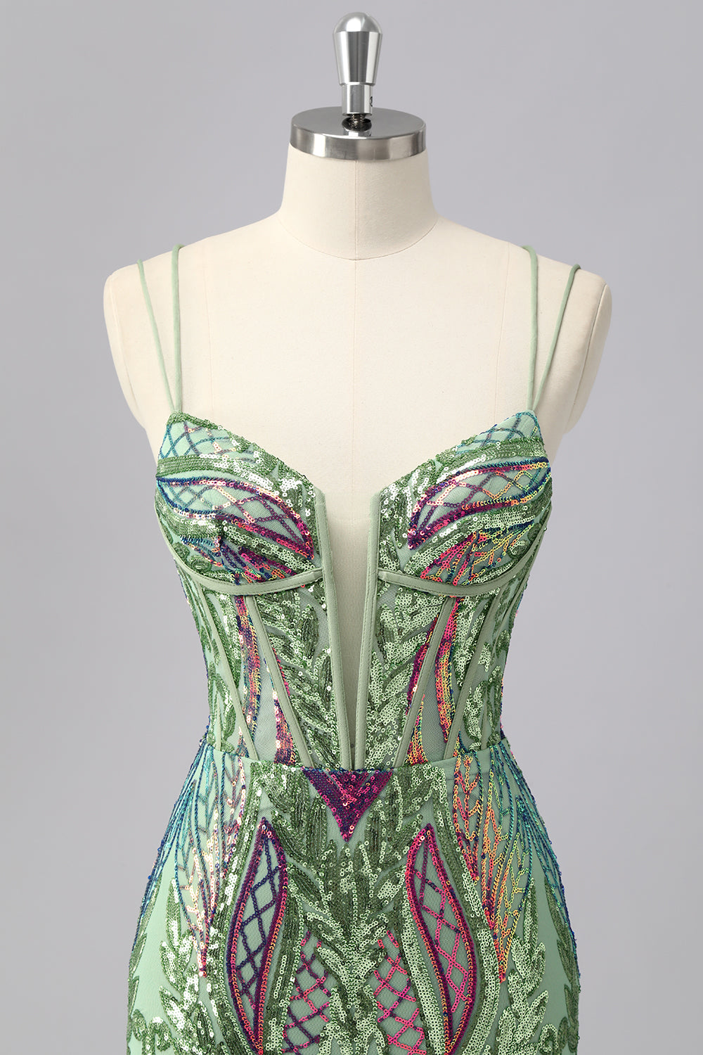 Sparkly Blue Bodycon Spaghetti Straps Corset Homecoming Dress with Sequins
