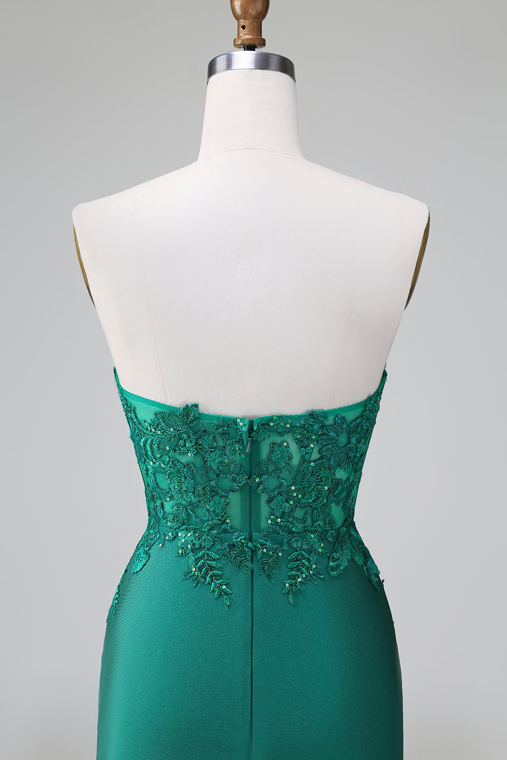 Dark Green Deep V Neck Applique Satin Mini Homecoming Dress