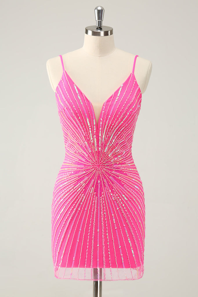 Fuchsia Strapless Bodycon Homecoming Dress