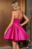 Cute Fuchsia A Line Sweetheart Corset Homecoming Dress with Beading