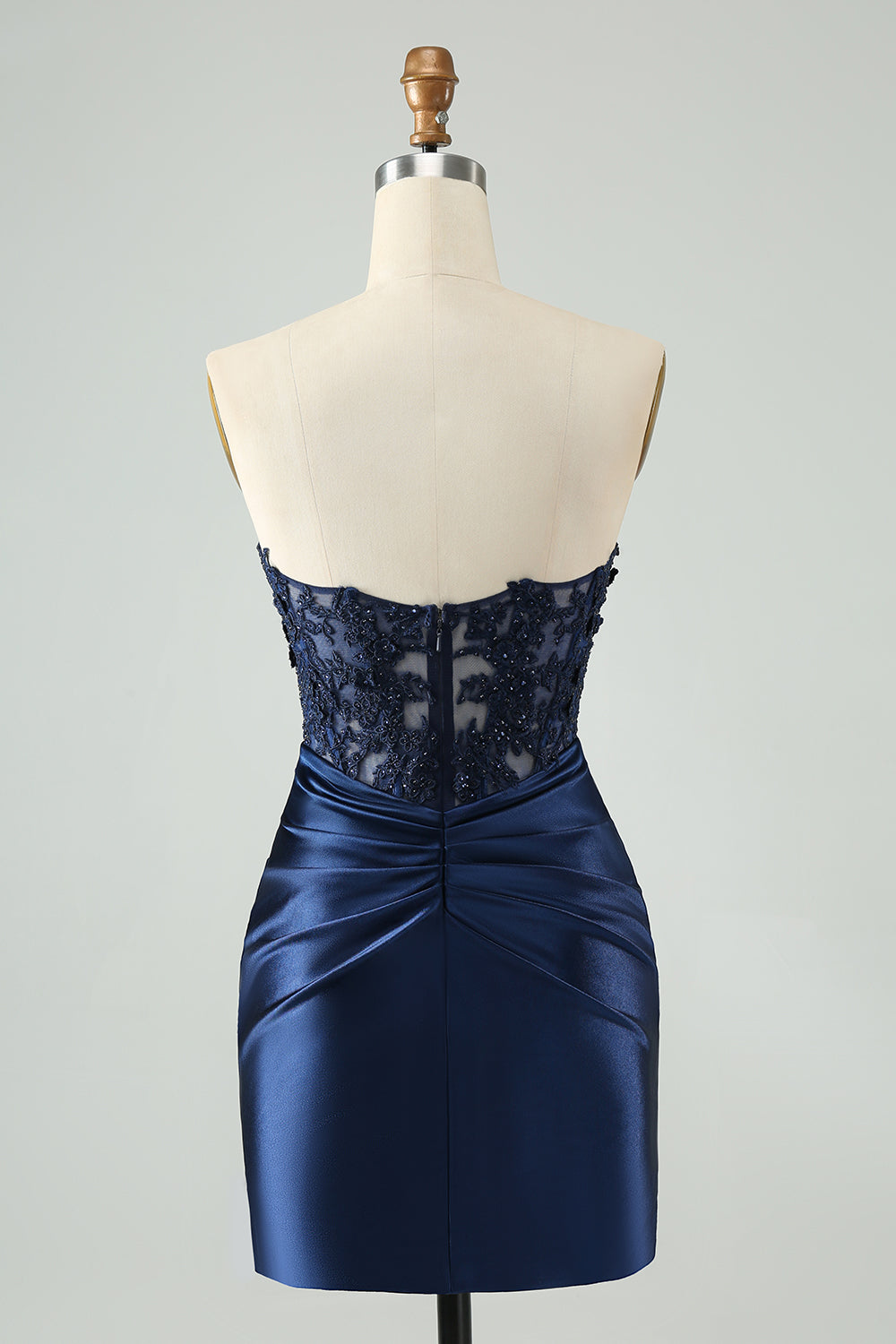 Zapakasa Women Sparkly Royal Blue Homecoming Dress with Lace Strapless Bodycon Ruched Cocktail Dress with Slit Zapakasa Women Sparkly Royal Blue Homecoming Dress with Lace Strapless Bodycon Ruched Cocktail Dress with Slit