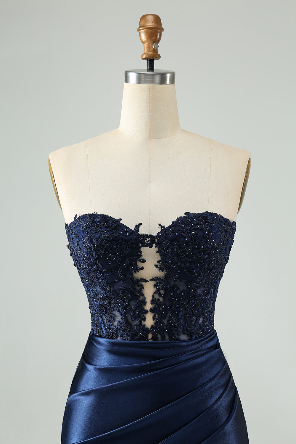 Zapakasa Women Sparkly Navy Homecoming Dress with Lace Strapless Bodycon Ruched Cocktail Dress with Slit Zapakasa Women Sparkly Navy Homecoming Dress with Lace Strapless Bodycon Ruched Cocktail Dress with Slit