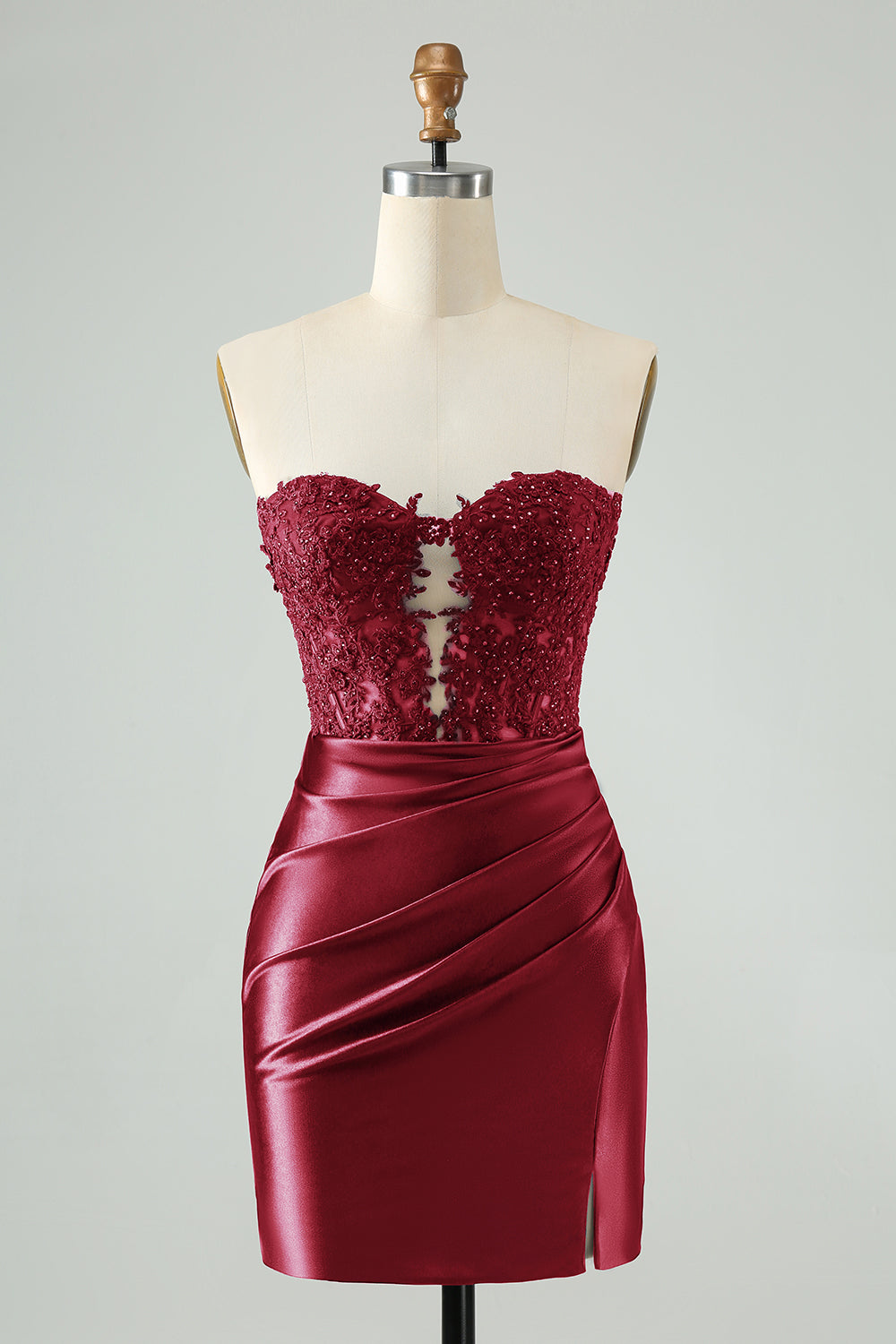 Sparkly Navy Bodycon Strapless Hollow Out Homecoming Dress with Lace