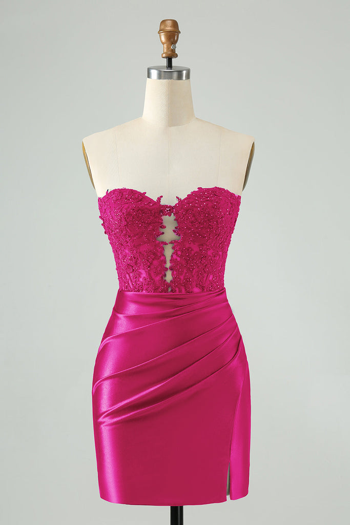 Vintage Royal Blue Strapless Satin Ruched Homecoming Dress Party Dress TP5682 main image 0