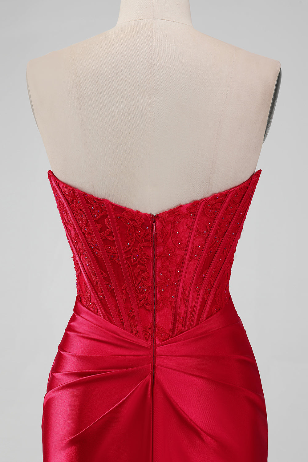 Sparky Red Strapless Bodycon Short Homecoing Dress with Lace