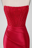 Sparky Red Strapless Bodycon Short Homecoing Dress with Lace