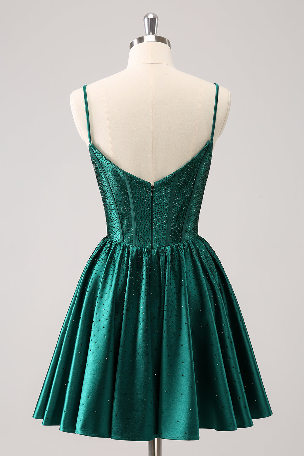 Zapaka Women Dark Green Graduation Dress A-Line Spaghetti Straps Pleated Short Prom Dress, Dark Green / UK22 Zapaka Women Dark Green Graduation Dress A-Line Spaghetti Straps Pleated Short Prom Dress, Dark Green / UK22