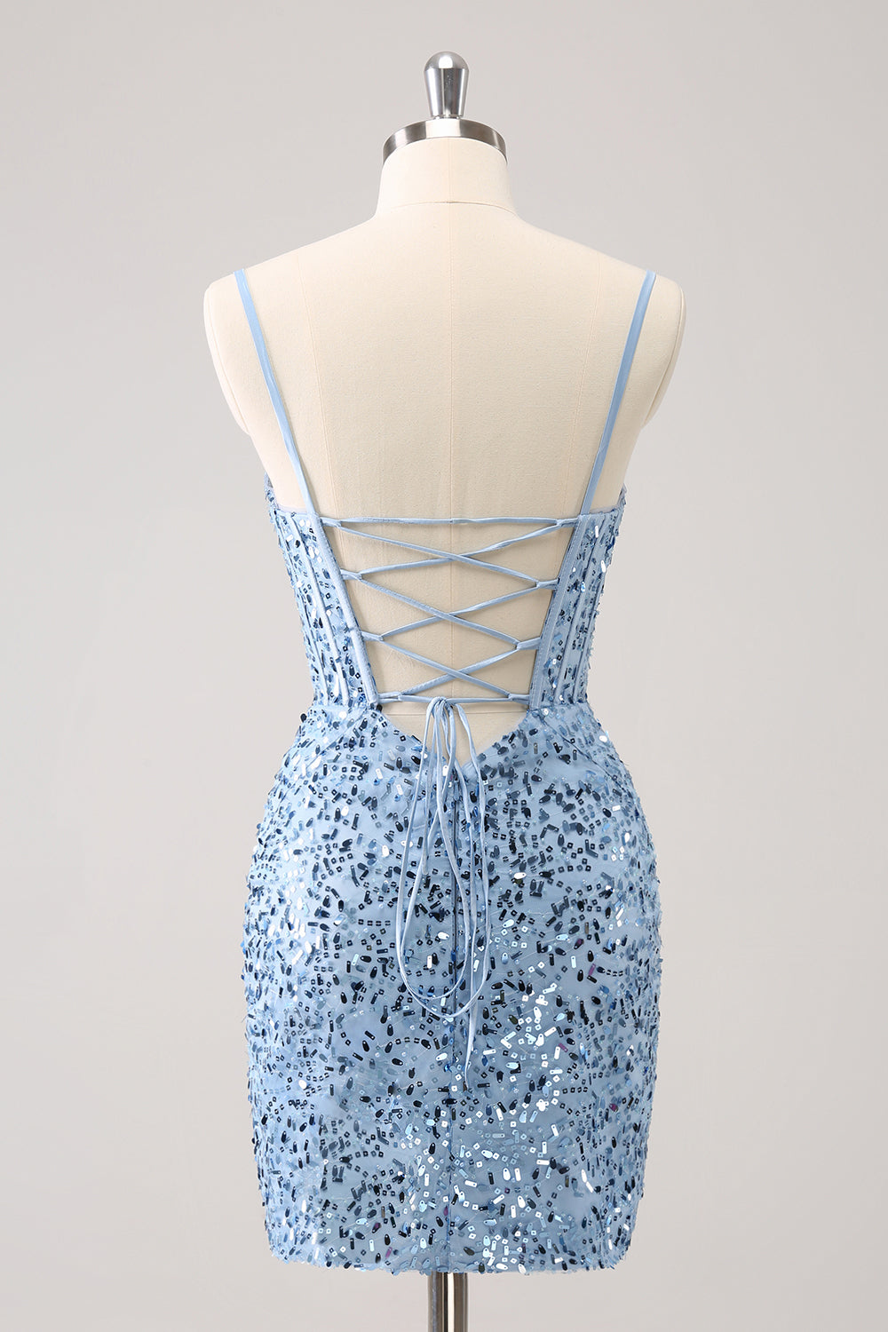 ZAPAKA Women Sparkly Blue Tight Homecoming Dress Spaghetti Straps Corset Sequins Short Prom Dress ZAPAKA Women Sparkly Blue Tight Homecoming Dress Spaghetti Straps Corset Sequins Short Prom Dress