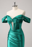 Fuchsia Tight Off the Shoulder Corset Satin Homecoming Dress