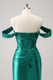 Fuchsia Tight Off the Shoulder Corset Satin Homecoming Dress