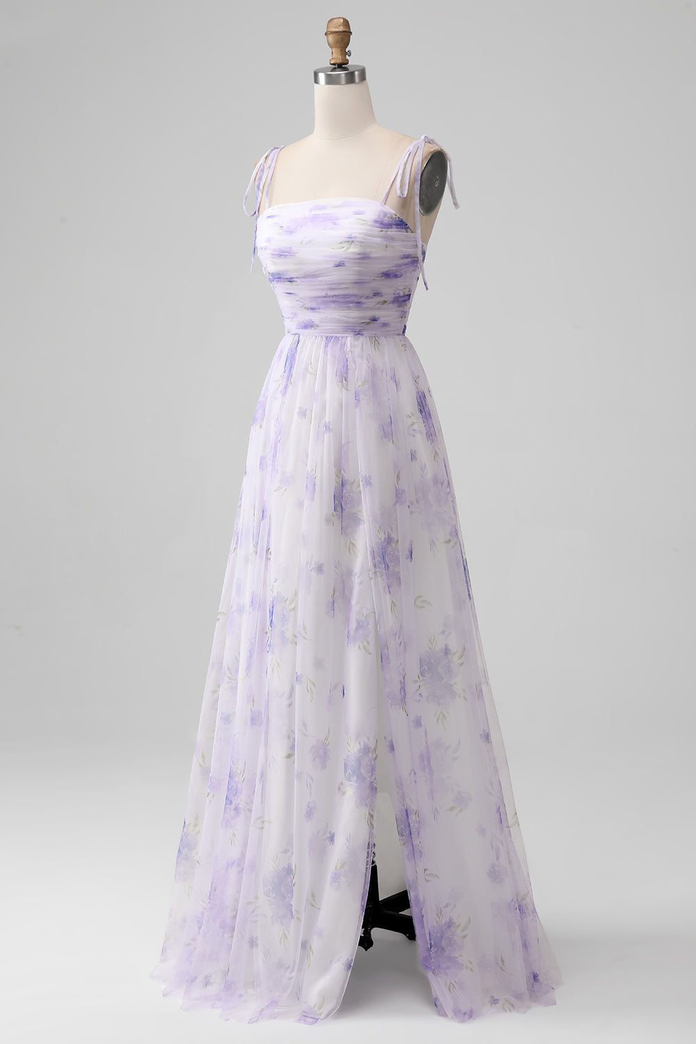 Zapakasa Women Lavender Flower A-line Long Bridesmaid Dress with Slit