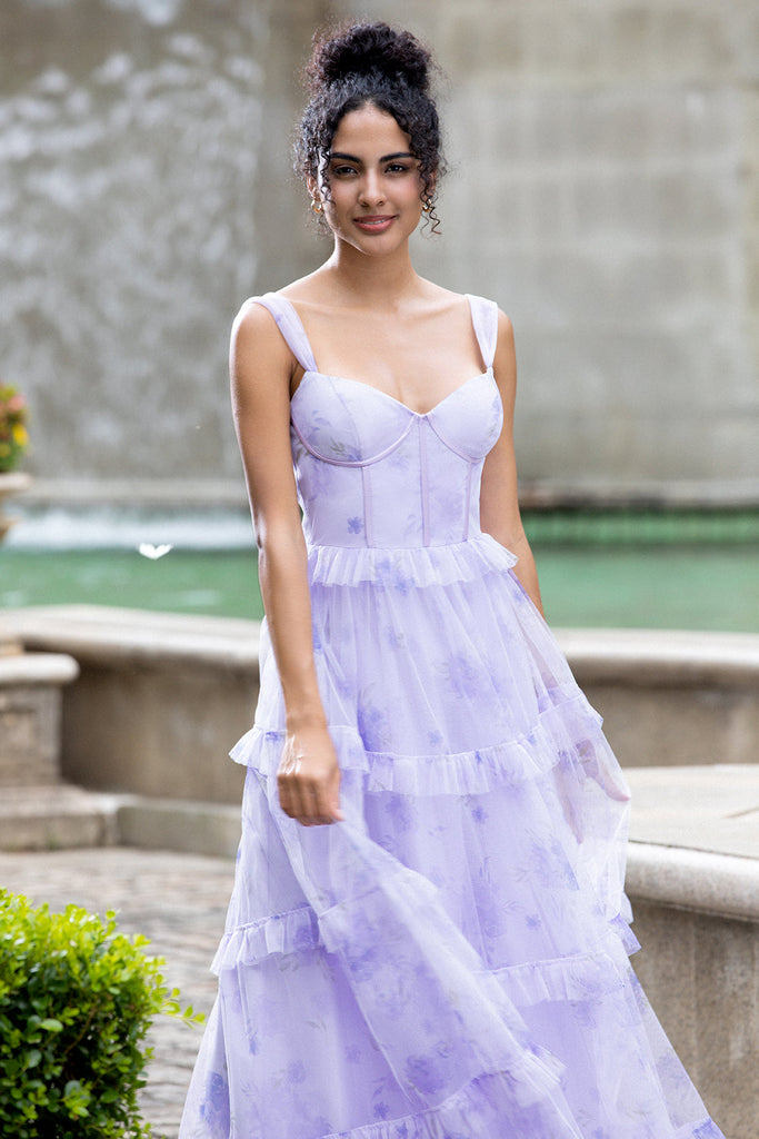 Pretty Spaghetti Straps Lavender Lace A Line Birthday Outfits Party Dress Y8973 main image 0
