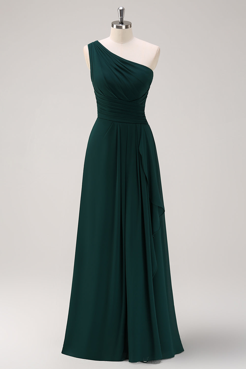 ZAPAKASA Women Dark Green Long Bridesmaid Dress A-Line One Shoulder Ruched Wedding Party Dress ZAPAKASA Women Dark Green Long Bridesmaid Dress A-Line One Shoulder Ruched Wedding Party Dress