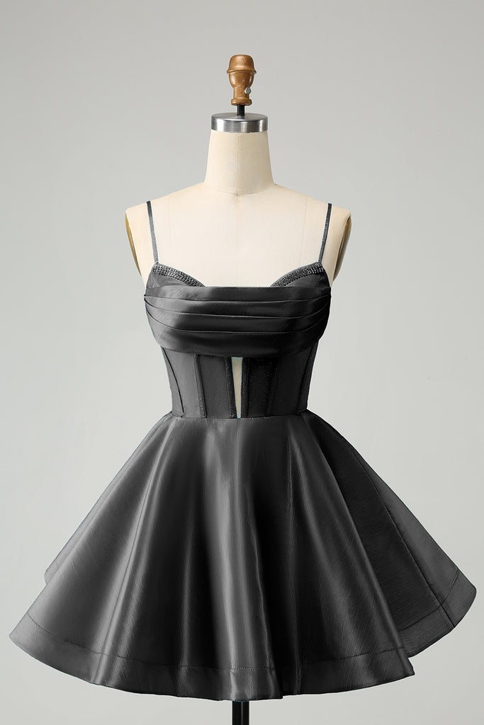 Blue A Line Spaghetti Straps Corset Glow In The Dark Homecoming Dresses