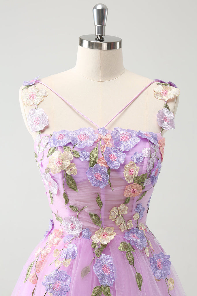 Halter Deep V Neck Satin Appliques Purple Backless Pleated A Line Homecoming Dresses main image 1