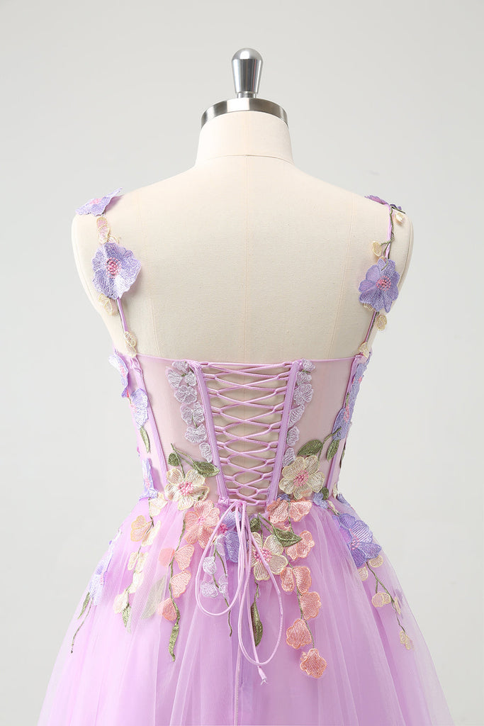 Sweet Purple A-line Short Party Dress Homecoming Dress with Ribbon