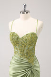 Sparkly Army Green Floral Tight Short Homecoming Dress