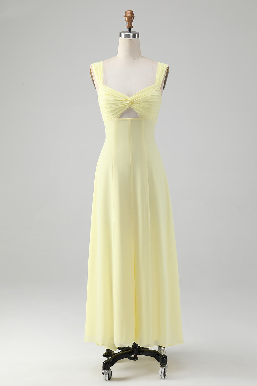 Zapakasa Women Lemon Yellow Bridesmaid Dress with Slit A Line Keyhole Long Wedding Party Guest Dress Zapakasa Women Lemon Yellow Bridesmaid Dress with Slit A Line Keyhole Long Wedding Party Guest Dress