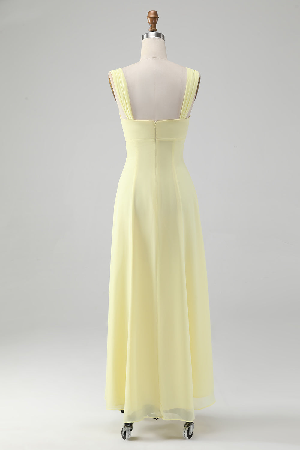 Zapakasa Women Lemon Yellow Bridesmaid Dress with Slit A Line Keyhole Long Wedding Party Guest Dress Zapakasa Women Lemon Yellow Bridesmaid Dress with Slit A Line Keyhole Long Wedding Party Guest Dress