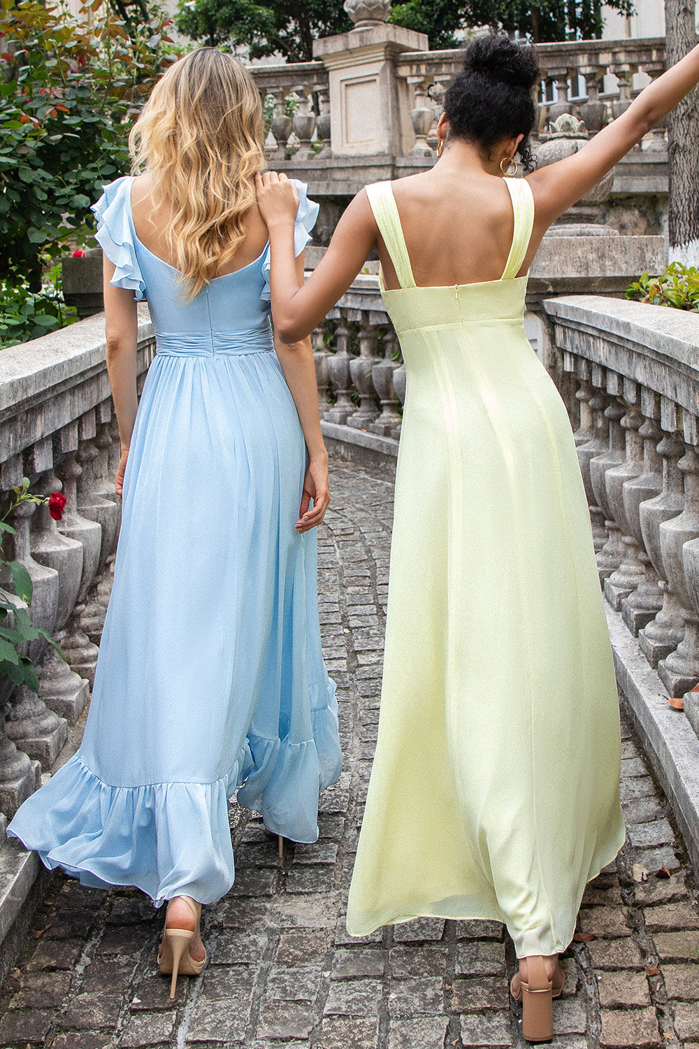 Zapakasa Women Lemon Yellow Bridesmaid Dress with Slit A Line Keyhole Long Wedding Party Guest Dress Zapakasa Women Lemon Yellow Bridesmaid Dress with Slit A Line Keyhole Long Wedding Party Guest Dress
