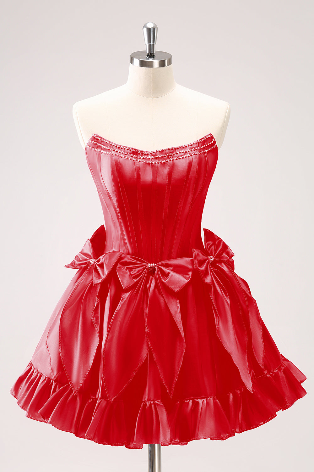 Zapakasa Women Fuchsia Strapless Short Homecoming Dress With Bows