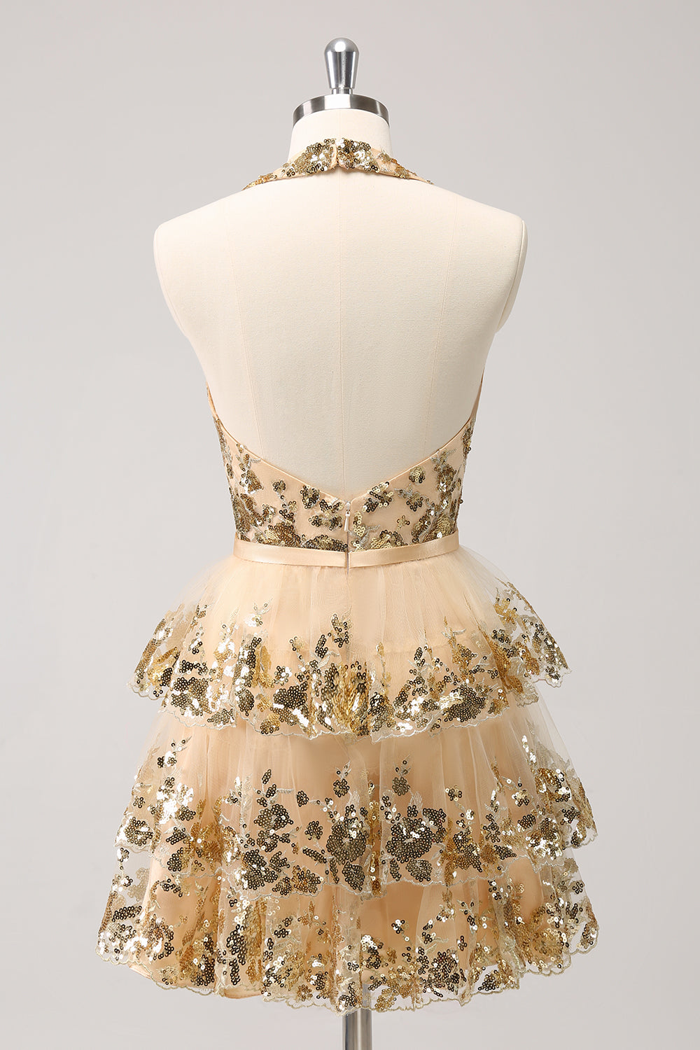 ZAPAKASA Women Sparkly Gold A-Line Homecoming Dress Halter Tiered Sequined Party Dress ZAPAKASA Women Sparkly Gold A-Line Homecoming Dress Halter Tiered Sequined Party Dress