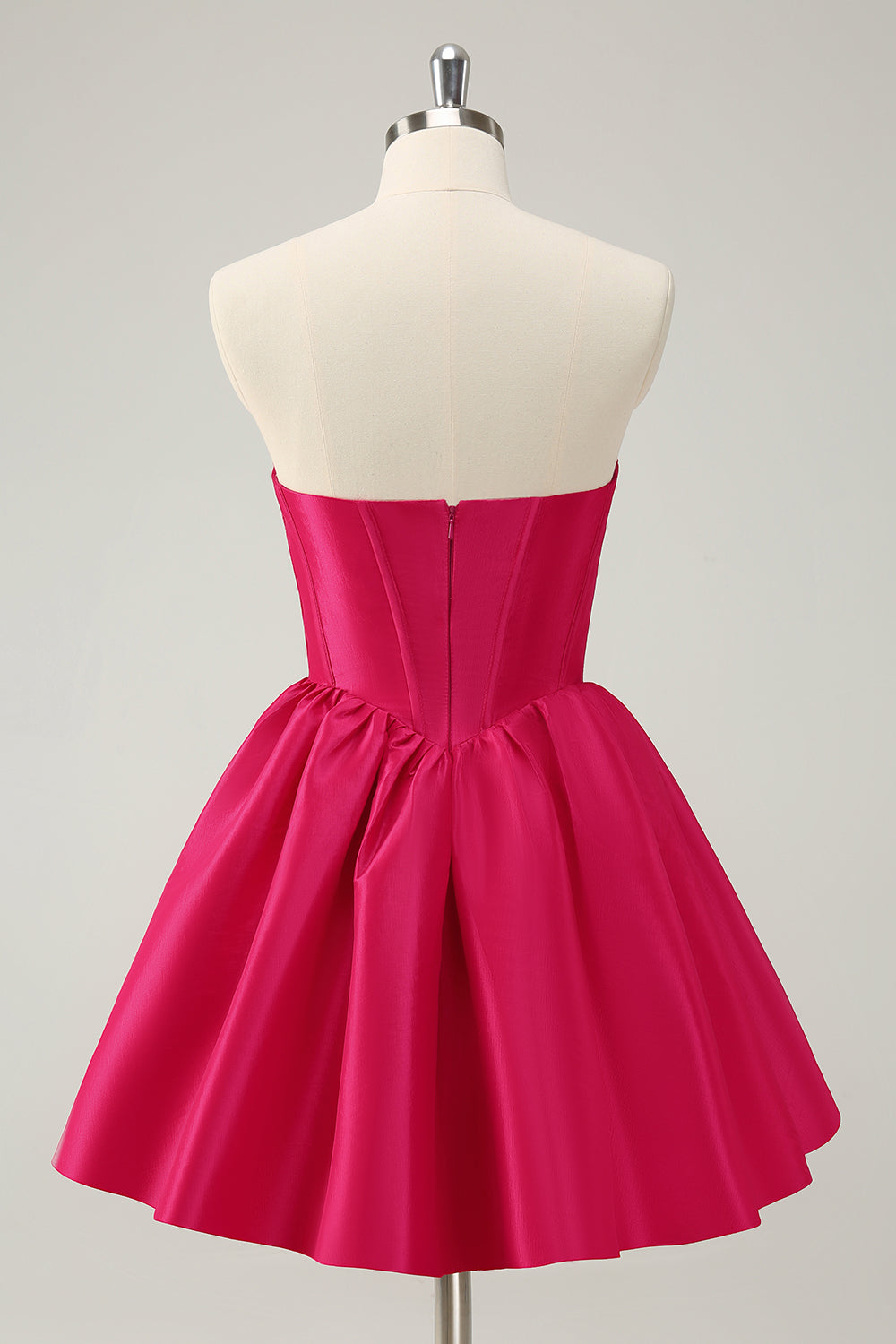 Simple Fuchsia A Line Strapless Corset Short Homecoming Dress