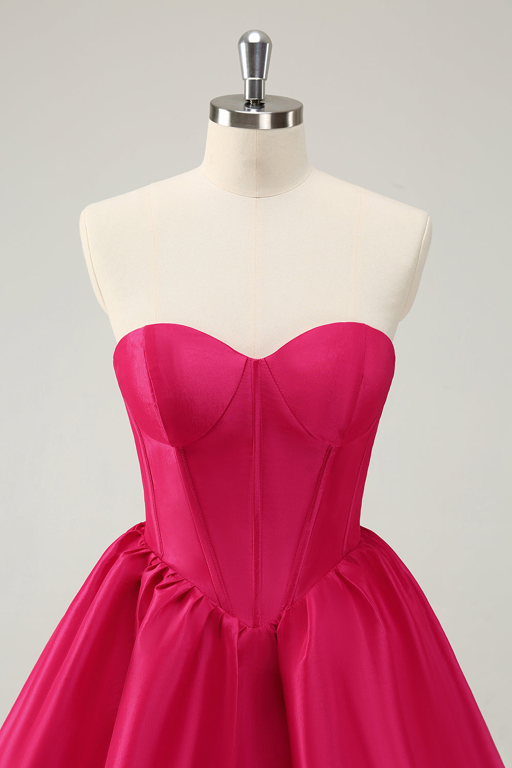 Simple Fuchsia A Line Strapless Corset Short Homecoming Dress