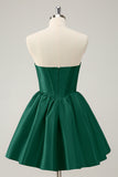 Simple Fuchsia A Line Strapless Corset Short Homecoming Dress