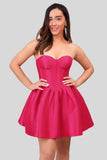 Simple Fuchsia A Line Strapless Corset Short Homecoming Dress