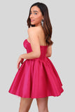 Simple Fuchsia A Line Strapless Corset Short Homecoming Dress