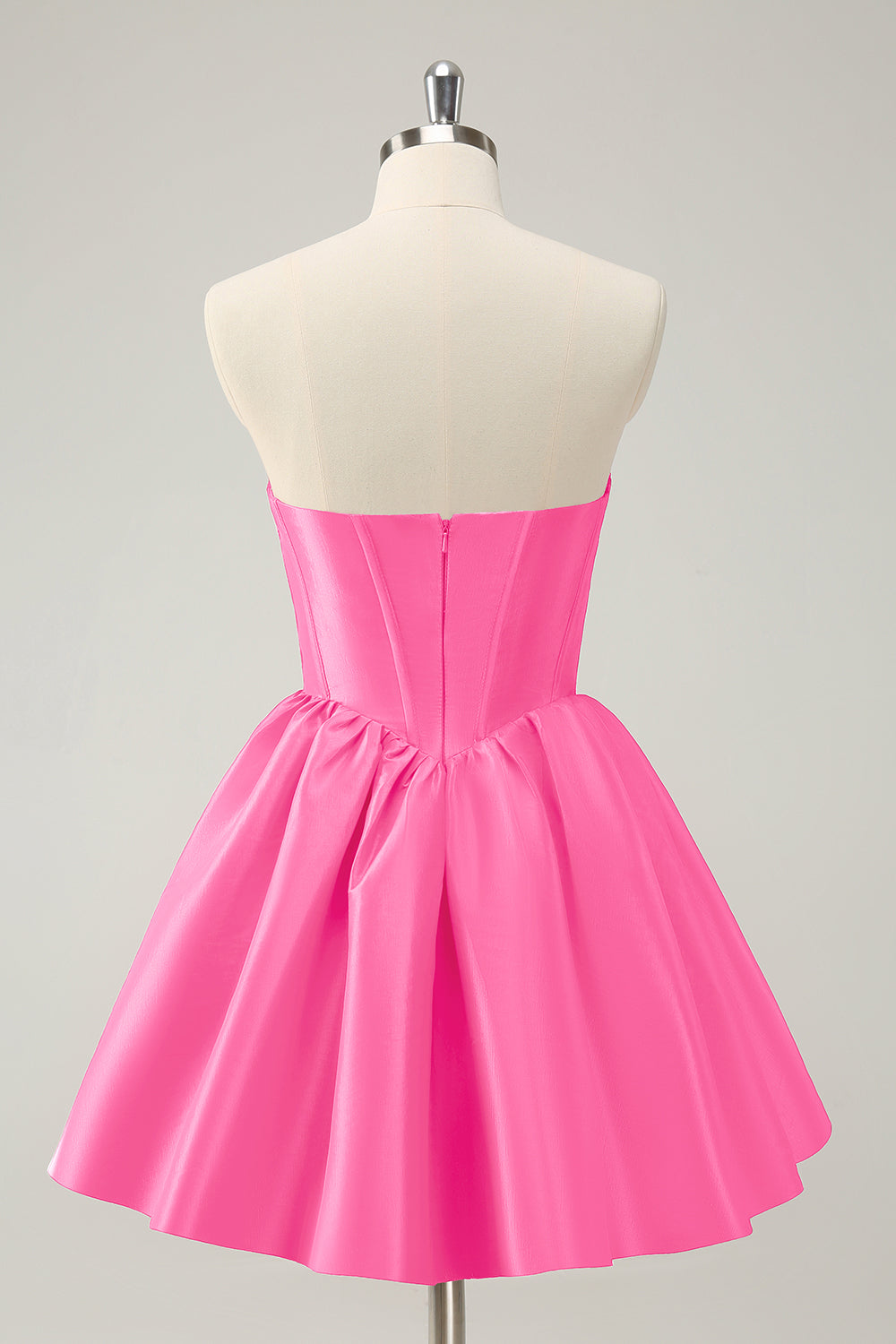 Simple Fuchsia A Line Strapless Corset Short Homecoming Dress