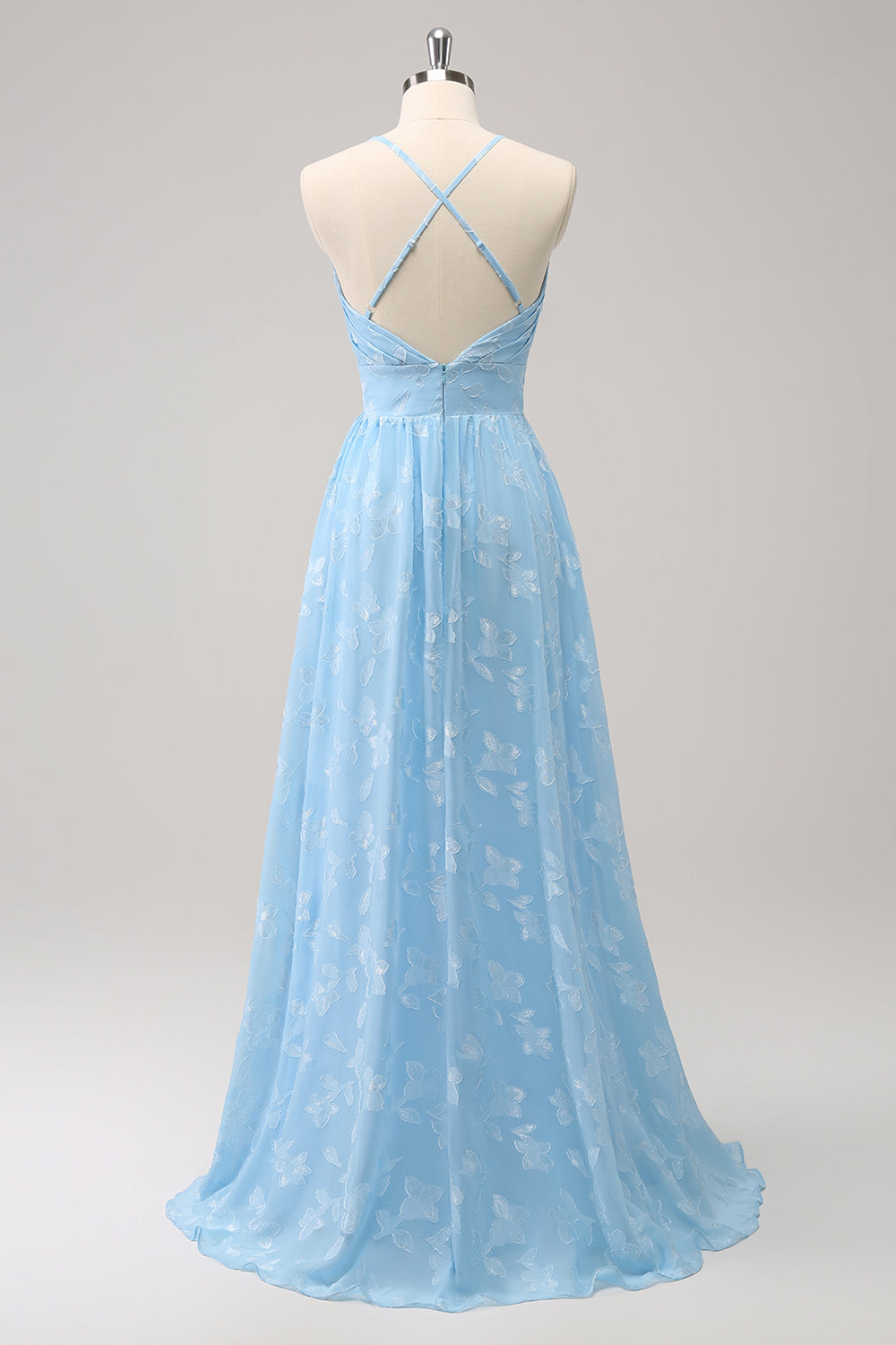 Zapakasa Women Light Blue V-Neck Pleated Bridesmaid Dress with Embroidery Bridal Party Dress Zapakasa Women Light Blue V-Neck Pleated Bridesmaid Dress with Embroidery Bridal Party Dress