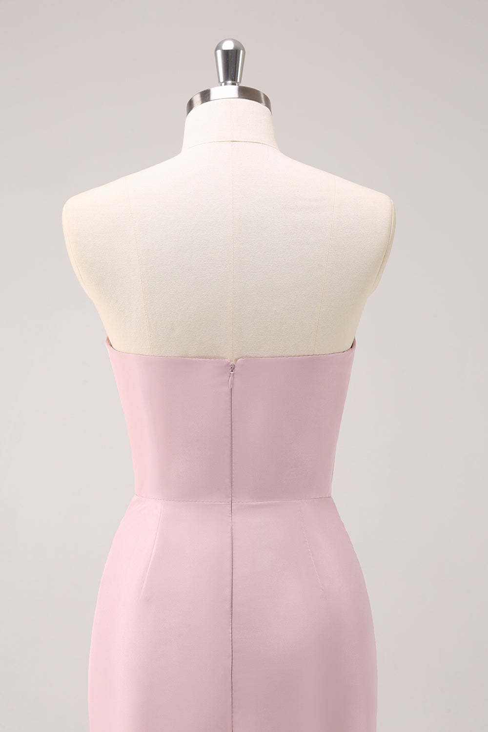 Zapakasa Women Pink Bridesmaid Dress Strapless Asymmetrical Ruffled Mermaid Satin Wedding Guest Dress Zapakasa Women Pink Bridesmaid Dress Strapless Asymmetrical Ruffled Mermaid Satin Wedding Guest Dress