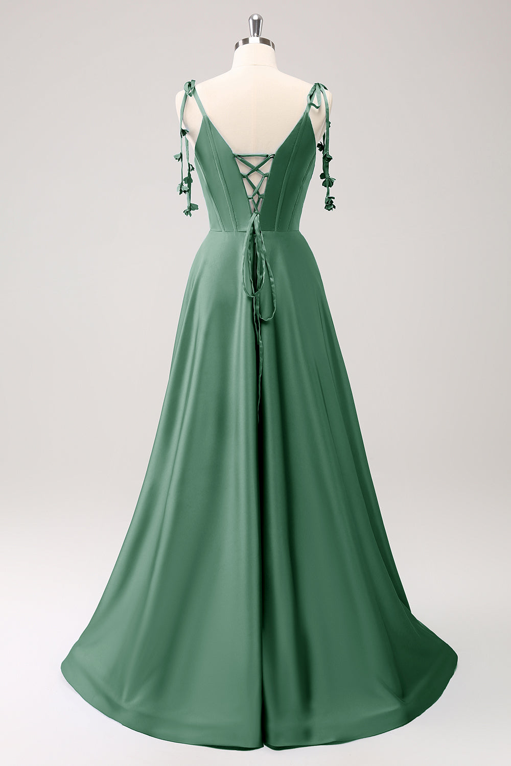 Zapaka Women Eucalyptus Floor Length Bridesmaid Dress with Slit A Line Spaghetti Straps Satin Wedding Guest Dress Zapaka Women Eucalyptus Floor Length Bridesmaid Dress with Slit A Line Spaghetti Straps Satin Wedding Guest Dress