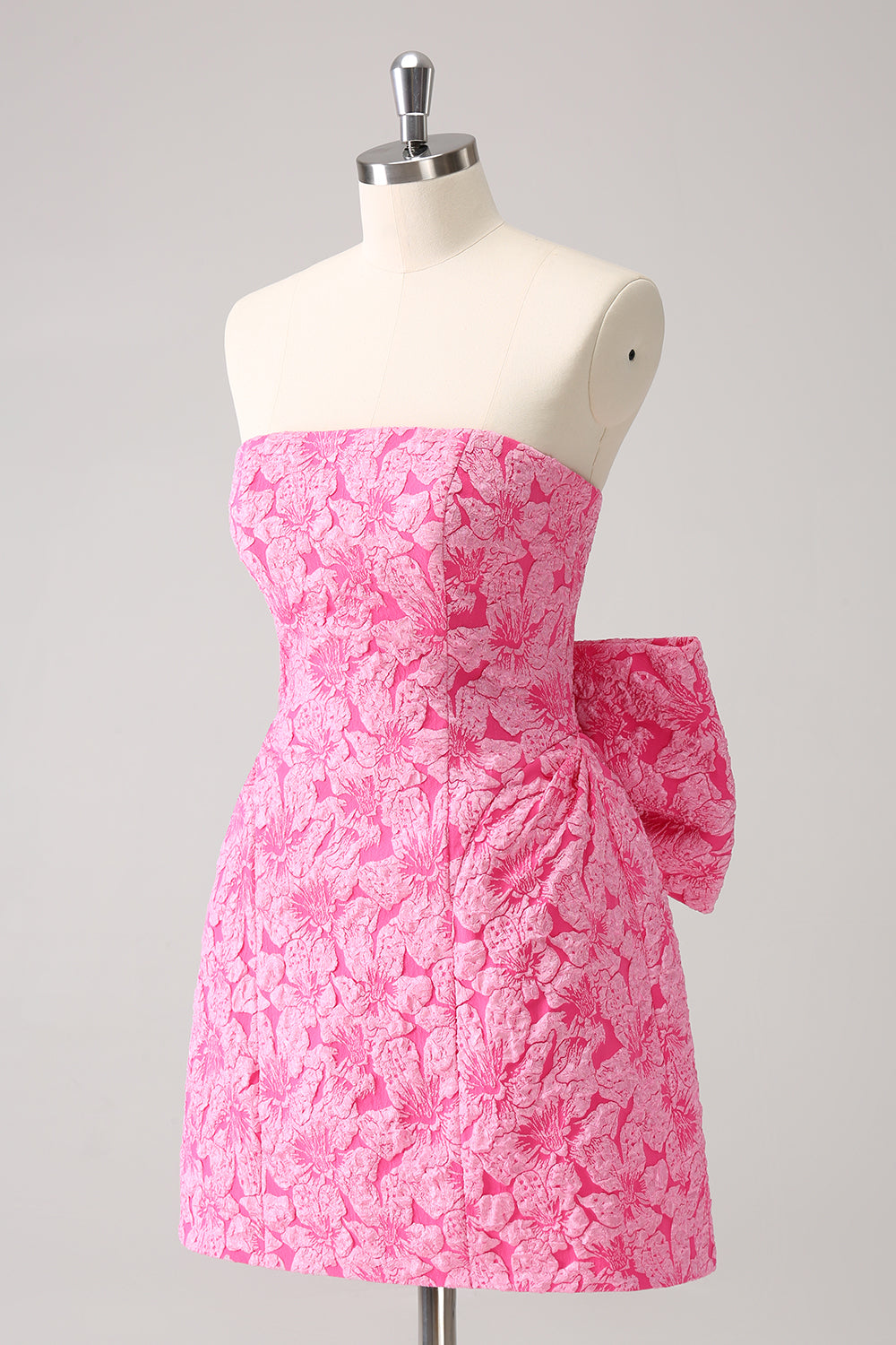 Zapaka Women Fuchsia Floral Strapless Homecoming Dress with Bow A Line Short Hoco Dress, Fuchsia / US14 Zapaka Women Fuchsia Floral Strapless Homecoming Dress with Bow A Line Short Hoco Dress, Fuchsia / US14
