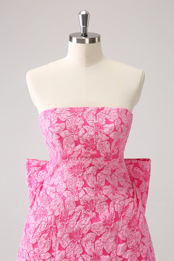 Fuchsia Strapless Homecoming Dress with Pleated Y2920 main image 1