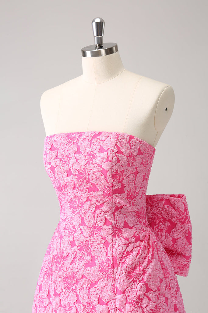Strapless Homecoming Dress, Fuchsia Short Prom Dress With Beading Pockets OM476